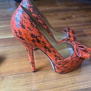 Fendi Orange Python Heels